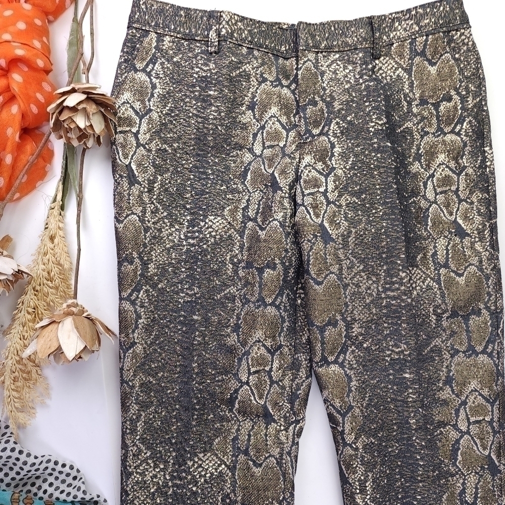 Worthington Gray Gold Snakeskin Print Lined Pants Size 10 - Picture 7 of 11